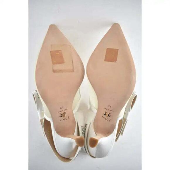 Dior Jadior White Plumetis Polka Crystal Ribbon Slingback Sandal Heel Pump 42 - Picture 12 of 12